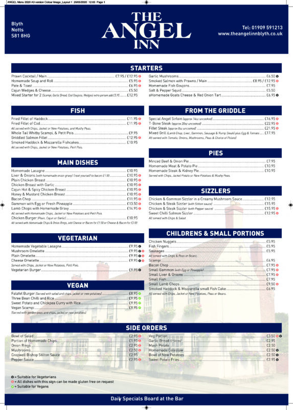 Menu - The Angel Inn